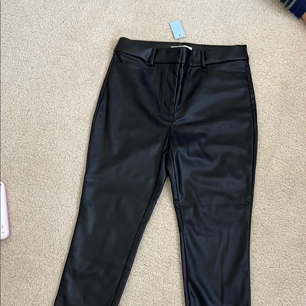 LOFT Black Faux Leather Pants (Size 6)